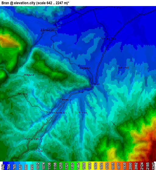 Zoom OUT 2x Bran, Romania elevation map