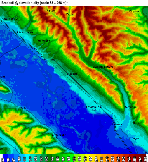 Zoom OUT 2x Brădeşti, Romania elevation map