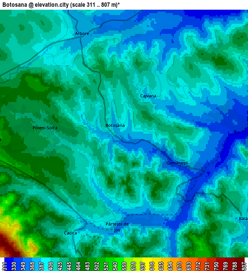 Zoom OUT 2x Botoşana, Romania elevation map