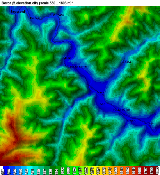 Zoom OUT 2x Borca, Romania elevation map