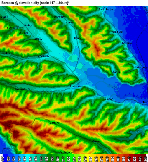 Zoom OUT 2x Borăscu, Romania elevation map