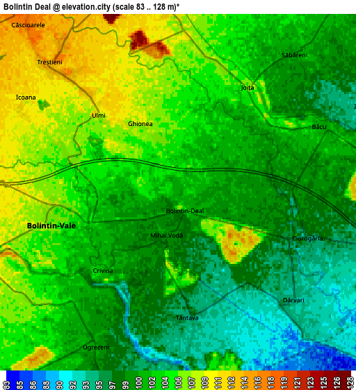 Zoom OUT 2x Bolintin Deal, Romania elevation map