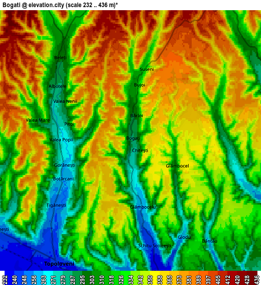 Zoom OUT 2x Bogaţi, Romania elevation map