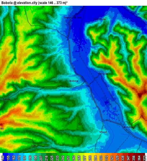 Zoom OUT 2x Bobota, Romania elevation map