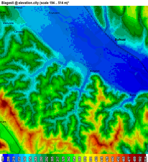 Zoom OUT 2x Blăgeşti, Romania elevation map