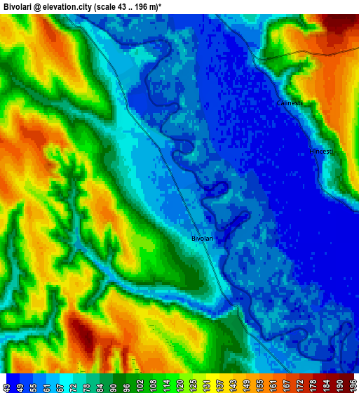 Zoom OUT 2x Bivolari, Romania elevation map