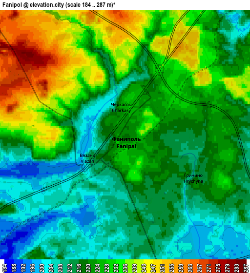 Zoom OUT 2x Fanipol, Belarus elevation map