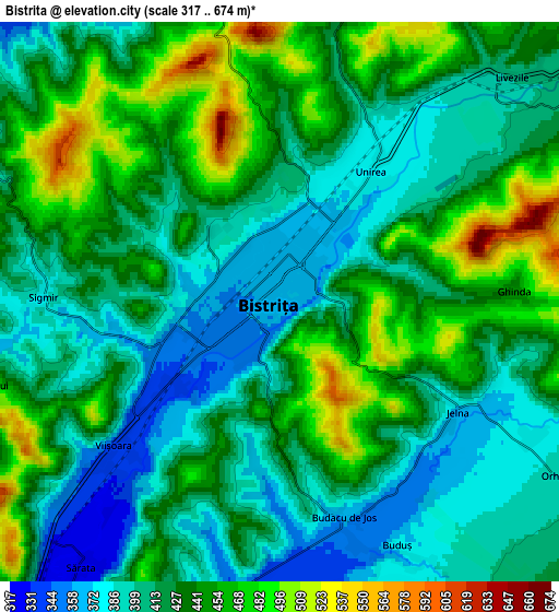 Zoom OUT 2x Bistriţa, Romania elevation map