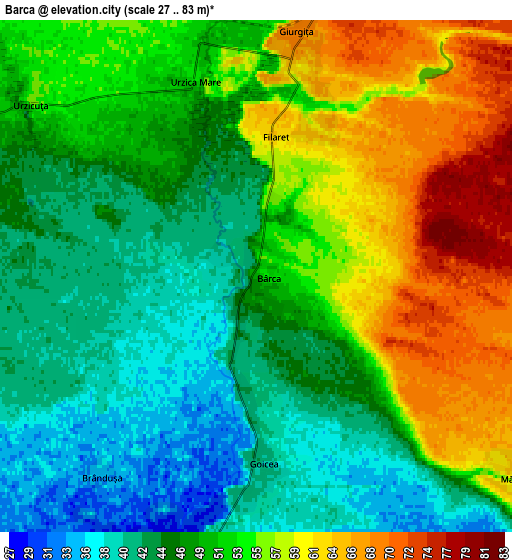 Zoom OUT 2x Bârca, Romania elevation map