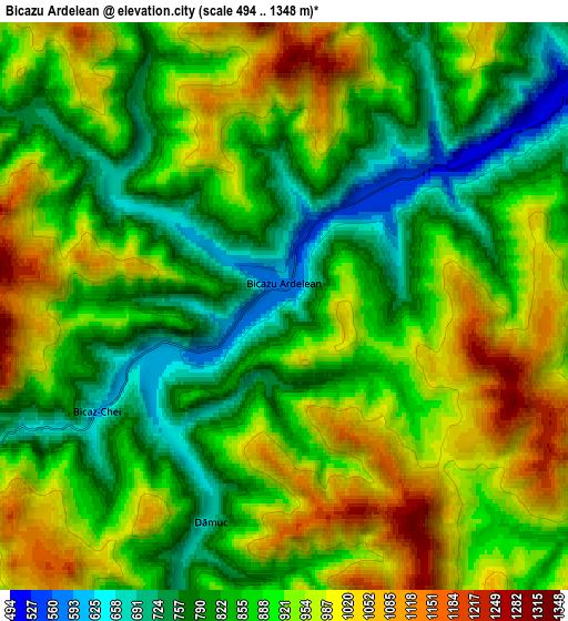 Zoom OUT 2x Bicazu Ardelean, Romania elevation map