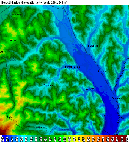 Zoom OUT 2x Bereşti-Tazlău, Romania elevation map