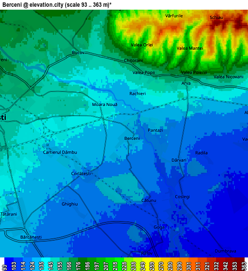 Zoom OUT 2x Berceni, Romania elevation map