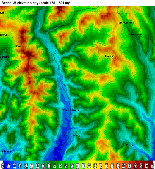 Zoom OUT 2x Beceni, Romania elevation map