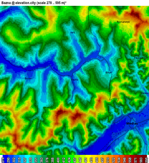 Zoom OUT 2x Bazna, Romania elevation map