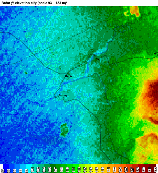 Zoom OUT 2x Batăr, Romania elevation map