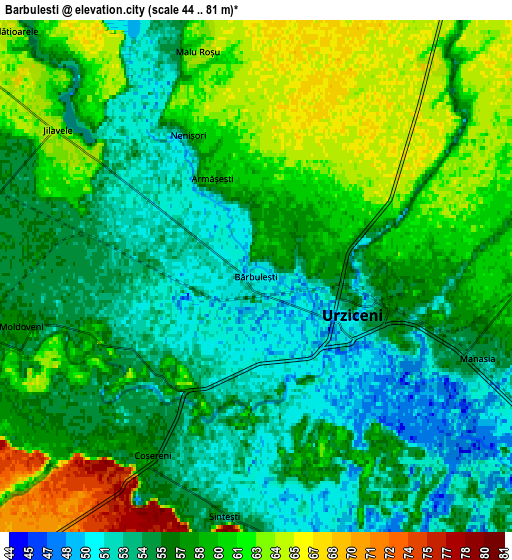 Zoom OUT 2x Bărbulești, Romania elevation map