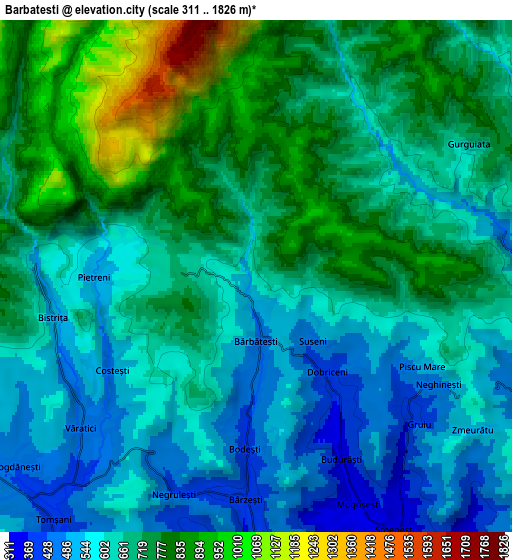 Zoom OUT 2x Bărbăteşti, Romania elevation map