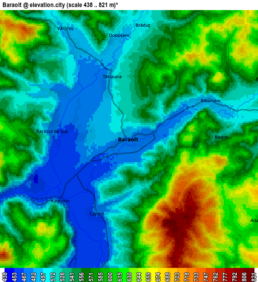 Zoom OUT 2x Baraolt, Romania elevation map