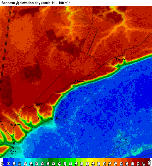 Zoom OUT 2x Băneasa, Romania elevation map