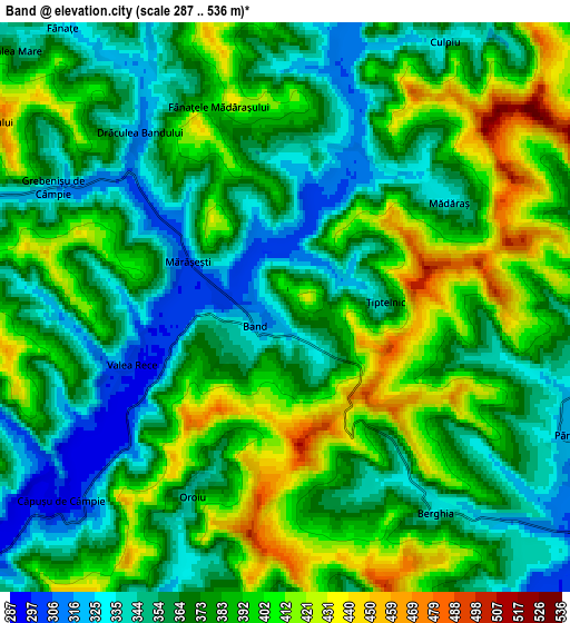 Zoom OUT 2x Band, Romania elevation map