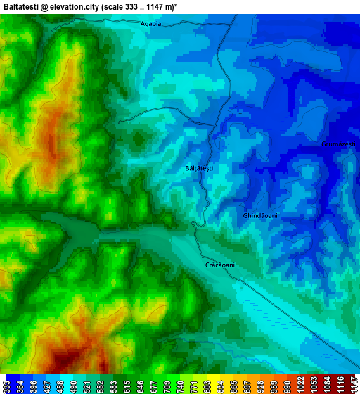 Zoom OUT 2x Bălţăteşti, Romania elevation map