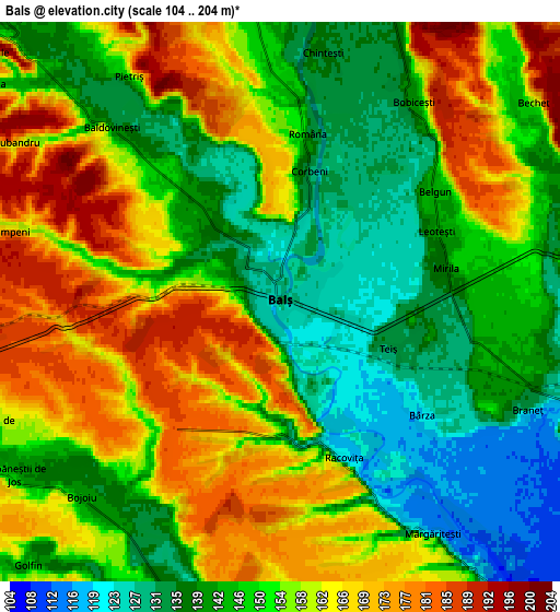 Zoom OUT 2x Balş, Romania elevation map