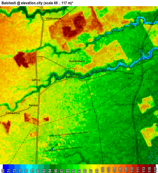 Zoom OUT 2x Baloteşti, Romania elevation map