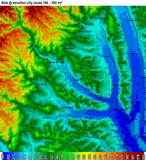 Zoom OUT 2x Bala, Romania elevation map
