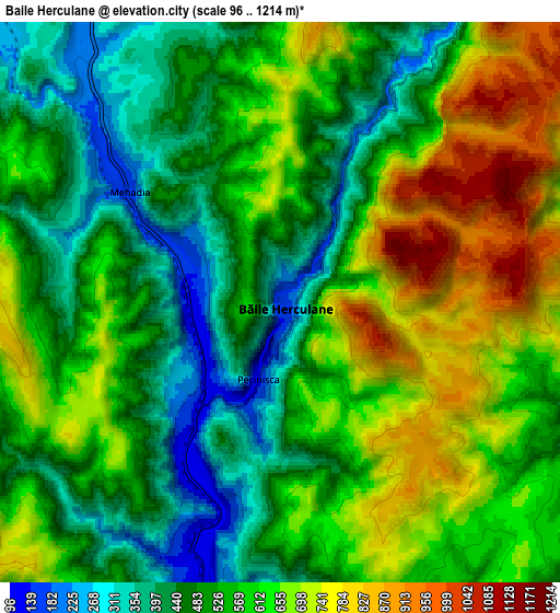 Zoom OUT 2x Băile Herculane, Romania elevation map