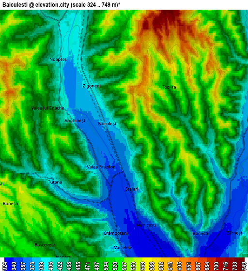 Zoom OUT 2x Băiculeşti, Romania elevation map