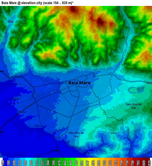Zoom OUT 2x Baia Mare, Romania elevation map