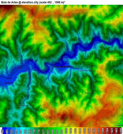 Zoom OUT 2x Baia de Arieş, Romania elevation map