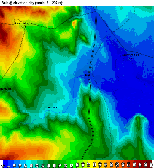 Zoom OUT 2x Baia, Romania elevation map