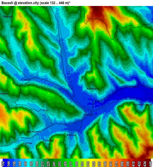 Zoom OUT 2x Băceşti, Romania elevation map