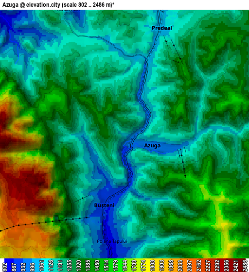 Zoom OUT 2x Azuga, Romania elevation map