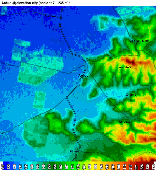 Zoom OUT 2x Ardud, Romania elevation map