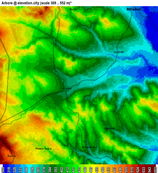 Zoom OUT 2x Arbore, Romania elevation map