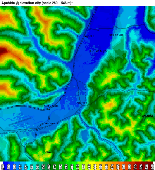 Zoom OUT 2x Apahida, Romania elevation map