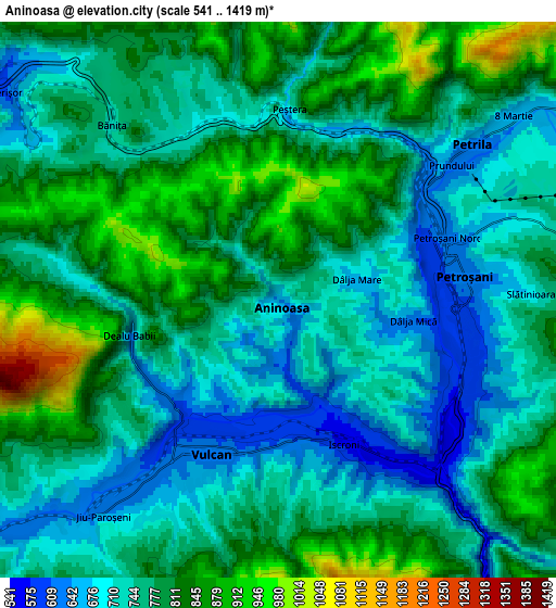 Zoom OUT 2x Aninoasa, Romania elevation map