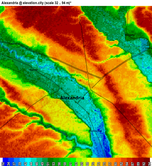 Zoom OUT 2x Alexandria, Romania elevation map