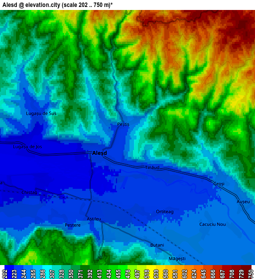 Zoom OUT 2x Aleşd, Romania elevation map