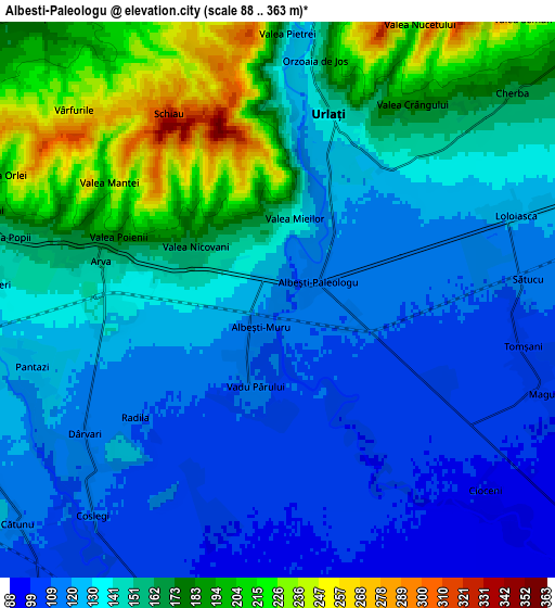 Zoom OUT 2x Albeşti-Paleologu, Romania elevation map