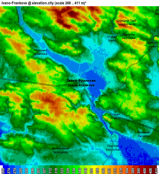 Zoom OUT 2x Ivano-Frankove, Ukraine elevation map