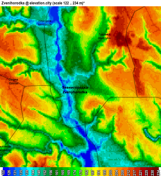 Zoom OUT 2x Zvenihorodka, Ukraine elevation map