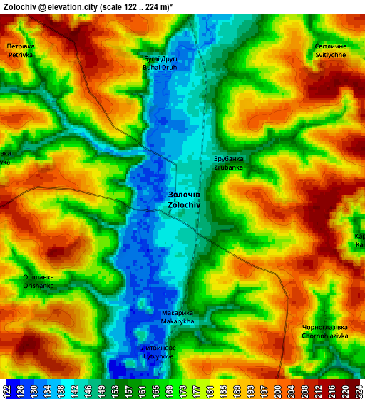 Zoom OUT 2x Zolochiv, Ukraine elevation map