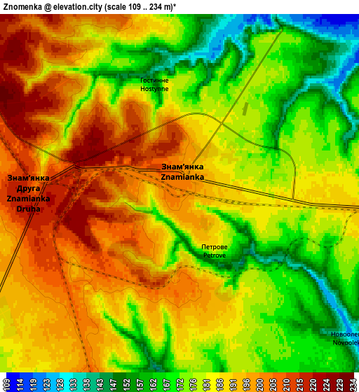 Zoom OUT 2x Znomenka, Ukraine elevation map