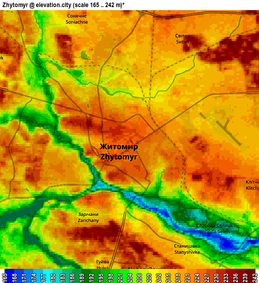 Zoom OUT 2x Zhytomyr, Ukraine elevation map