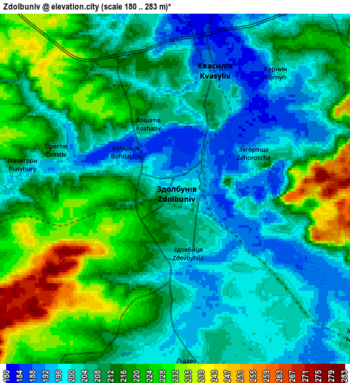 Zoom OUT 2x Zdolbuniv, Ukraine elevation map