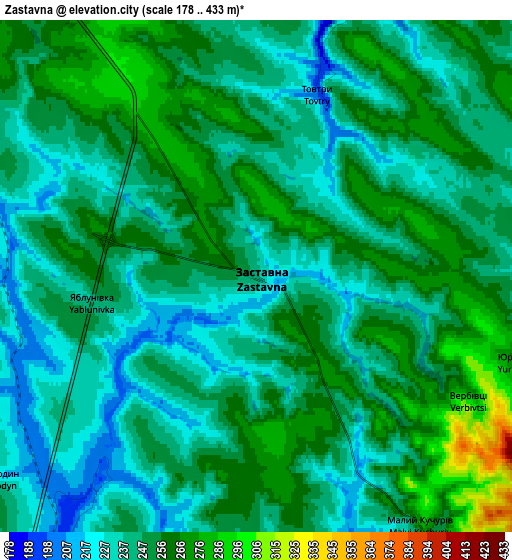 Zoom OUT 2x Zastavna, Ukraine elevation map