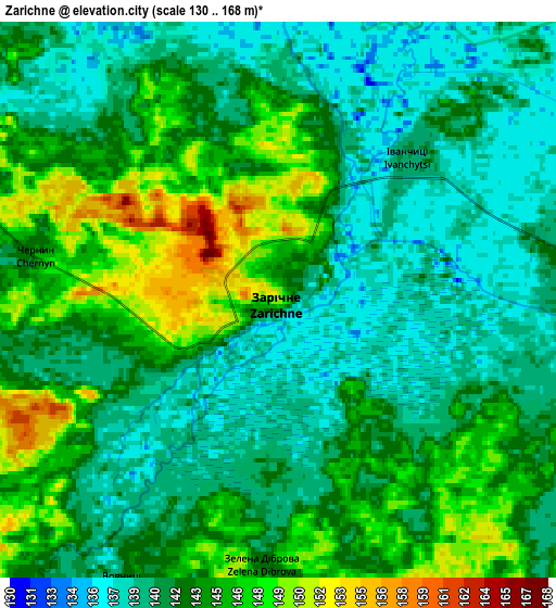 Zoom OUT 2x Zarichne, Ukraine elevation map